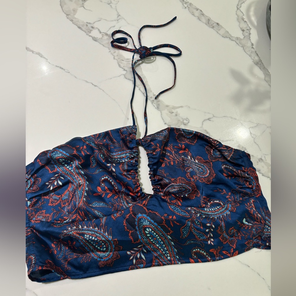 Multi-colored Lauren Nicole tie crop top size Large